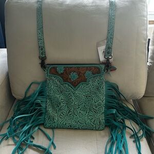 Beautiful leather and turquoise purse